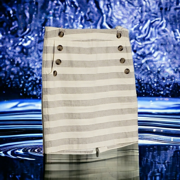 Loft Petites Woven sailor French Breton Nautical Preppy Striped Cotton Skirt 8p - Picture 6 of 14